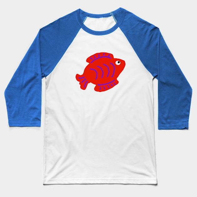 Bold and Bright Red Fish Baseball T-Shirt by LiaIsabellaArt